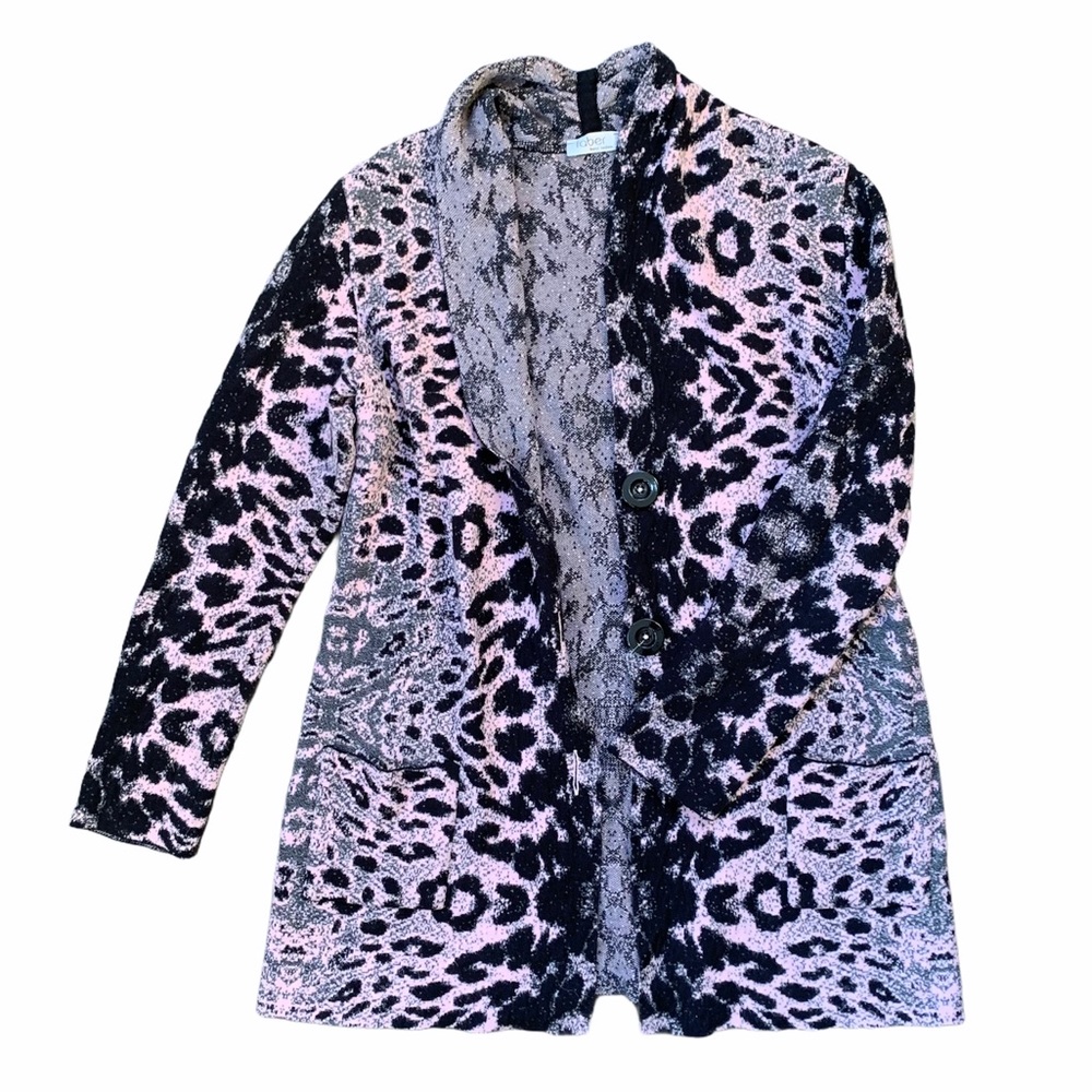 Faber Leopard Print Cardigan Black Pink